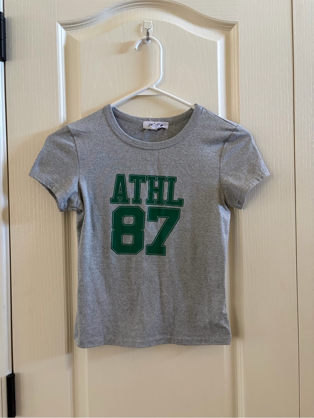 Grey 'ATHL 87' Short Sleeve Tee - Green Print
